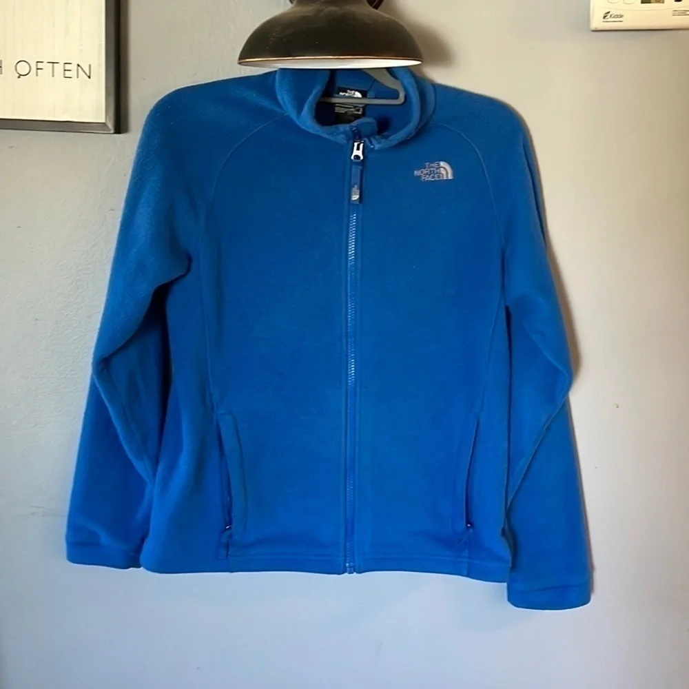 NORTH Face Blue Fleece Full Zip Jacket Size Boys Large (14/16)